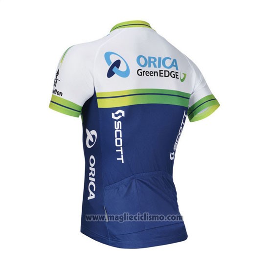 2014 Abbigliamento Ciclismo Orica GreenEDGE Bianco e Blu Manica Corta e Salopette